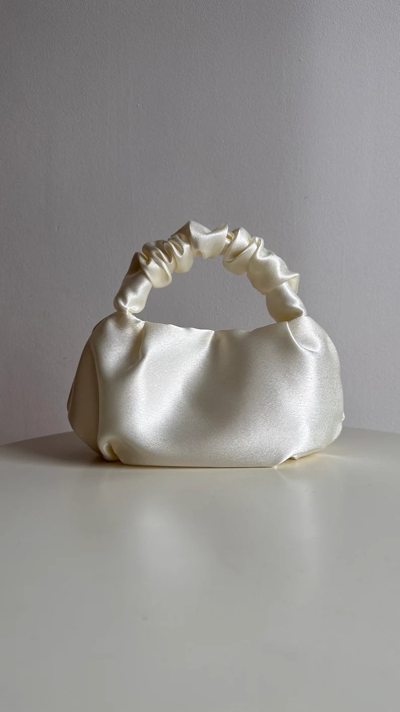 Scrunchie satin small evening bag