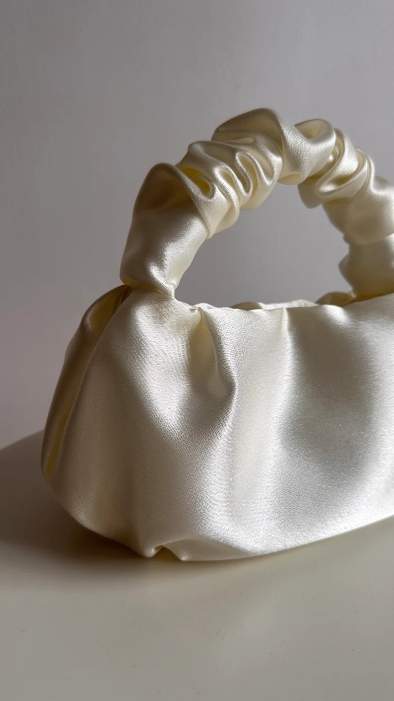 Scrunchie satin small evening bag